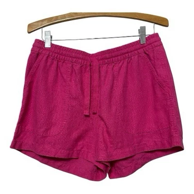 Pantalones Cortos J Crew Mar Mezcla de Lino Para Mujer Medianos Rosa Cintura Elástica Pull-on Playa Foto 1 de 4