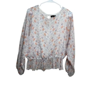 1. Blusa State Para Mujer Mediana Floral Transparente Manga Larga Boho Artística Transparente Top - Imagen 1 de 8