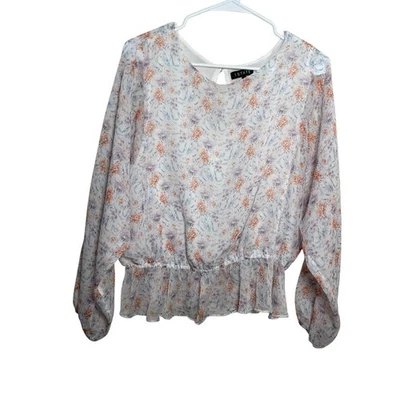 1. Blusa State Para Mujer Mediana Floral Transparente Manga Larga Boho Artística Transparente Top Foto 1 de 4