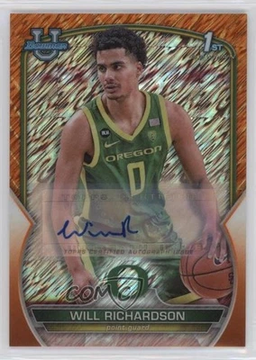 2022 Bowman U Chrome Prospect Orange Shimmer Refractor /25 Will Richardson Auto - Image 1 of 2