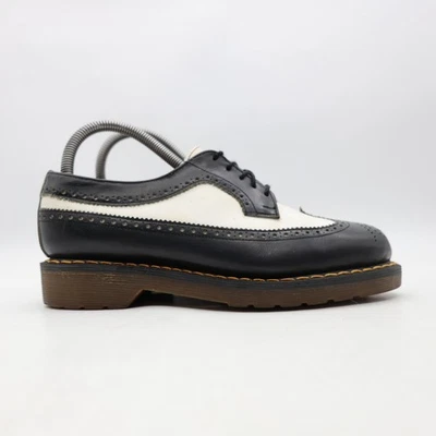 Oxford Doc Dr. Martens Brogue Punta de Ala Para Mujer Reino Unido 4 Negro Blanco Cuero Inglaterra Foto 1 de 4