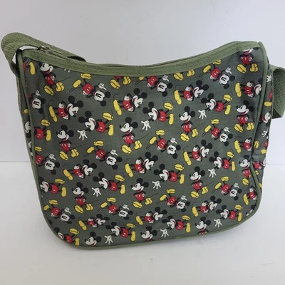 Disney Mickey Mouse Olive Green Nylon Crossbody Bag Shoulder Bag Purse - Image 1 of 4