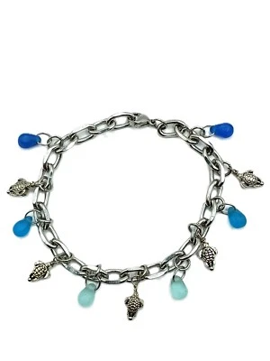 Pulseira de vidro para tartarugas marinhas e marinhas | Aço inoxidável cirúrgico 316L | Vidro marinho - Imagem 1 de 4