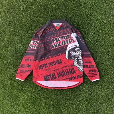 Metal Mulisha Y2k Motocross Manga Larga Camisa Calavera Casco Rojo Juvenil Talla XL Foto 1 de 4