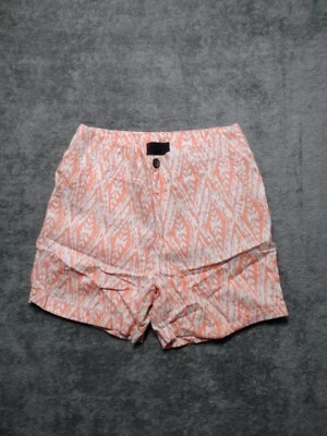 Cynthia Rowley Shorts Womens Size 12 Orange Pattern Pockets Linen Blend - Image 1 of 4