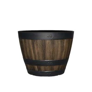 Resin Walnut Barrel Planter Indoor Outdoor Large Flower Plant Pot Garden SIZES - Picture 1 of 7