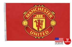 MANCHESTER Bandiera Unita Bandiera Calcio Nuova Mazza Calcio Rossa 3x5 Uomo Bandiere Grotta - Foto 1 di 7
