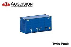 Auscision(CON-118) Patrick Blue - 20' Side Door Container - Twin Pack - HO Scale - Picture 1 of 1