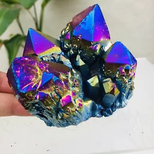 478g Regenbogen AURA Titan Quarz Kristall Cluster Präparat Gestein Heilung - Bild 1 von 12