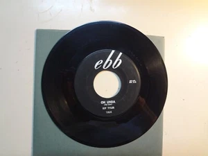 KIP TYLER: Oh Linda 2:15- Kali Lou 1:50-U.S. 7" 59 EBB 156 Original Stock Label - Imagen 1 de 2