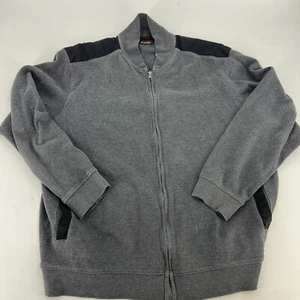 Tasso Elba Gray & Black Cotton Mock Neck Full Zip Mens Bomber Jacket Size XL - Picture 1 of 6