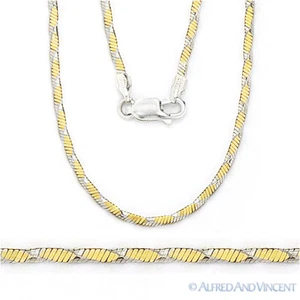 Collar de cadena chapado en oro amarillo 14k con eslabón serpiente 925 de 1,6 mm 4 lados - Imagen 1 de 1