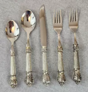 Godinger Plume Silverplate Ornate Handle 5 PC Table Setting Flatware Silverware - Bild 1 von 2