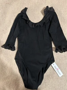 Balletttrikot Show Dreams Schwarz Mit Rüsche, Gr: 34/36, Baumwolle, NEU!!! - Bild 1 von 3