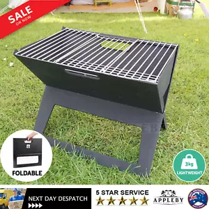 Portable BBQ Steel Grill Foldable Fire Pit Outdoor Camping Picnic Barbecue - Picture 1 of 12