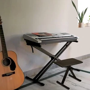 Heavy Duty Double-X Keyboard Stand and Bench, Piano Stand and Keyboard Bench - Picture 1 of 7