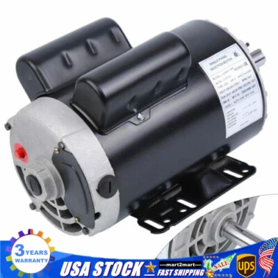 5HP 3450 RPM Air Compressor 208-230V Electric Motor 60Hz 56Frame 7/8" Shaft - Image 1 of 4