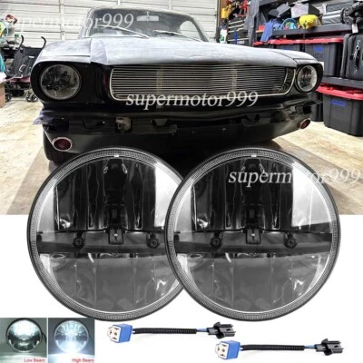 Fit Ford Mustang Fastback 1965 1966 1967 1968-1978 7" INCH Round LED Headlights - Image 1 of 4