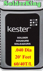 GENUINE KESTER SOLDER 60/40 .040" (1 mm) 3.3% ROSIN, 20 FEET (20') Flux Packet - Picture 1 of 4