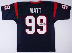 Maglia Texans firmata JJ Watt JSA COA autografo Houston J.J. blu - Foto 1 di 3