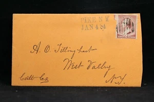 New York: Pike 1884 #210 Cover, Blue Straight Line Cancel, Wyoming Co - Picture 1 of 2