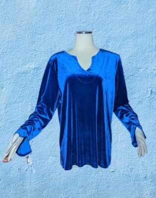 NUEVO CON ETIQUETAS JACLYN SMITH Talla XL Azul Terciopelo Vacaciones DELINCHADO Pullover Suéter Súper Suave Foto 1 de 4