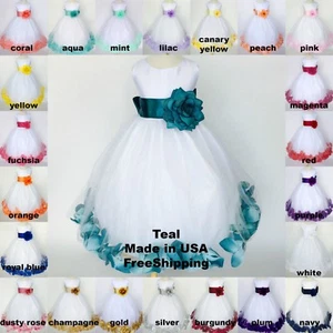 Flower Girl Tulle Dress ALL SIZES Canary Yellow Rose Petal Easter Pageant #24 - Picture 1 of 177