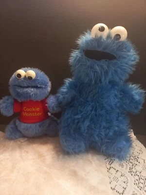 2 Vintage Cookie Monster Plush Sesame Street 1980's Fair Condition Knickerbocker - Image 1 of 4