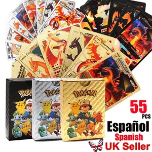 55Pcs Pokemon Card Foil GOLD PACK 55 CARDS TCG GX Vmax GX Card Charizard Rare UK