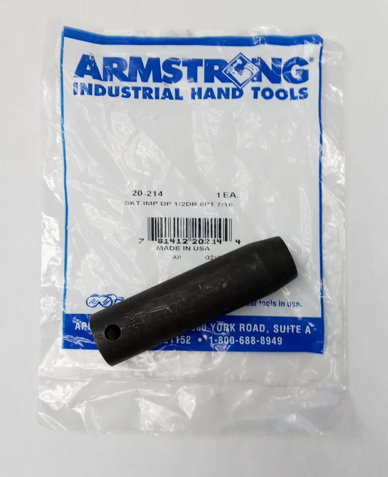 ARMSTRONG 20-214 1/2" Drive 7/16" Deep Impact 6 Point Socket USA - Image 1 of 1