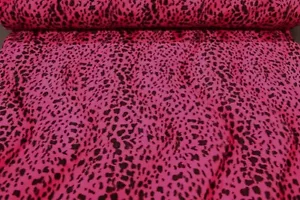 Fellimitat Leopard pink-schwarz Fellstoff pink schwarz Kunstfell Fell pink Leo + - Bild 1 von 3