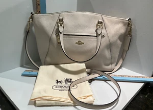 Coach Umhängetasche Beuteltasche Handtasche cremefarben Leder goldene Hardware Griff & Riemen H16 - Bild 1 von 13