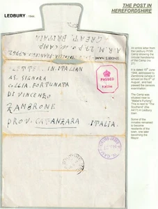 1944 BRIEFBOGEN & KARTE POW CAMP 27 LEDBURY HEREFORDSHIRE BEIDE NACH ITALIEN IM ZWEITEN WELTKRIEG - Bild 1 von 4