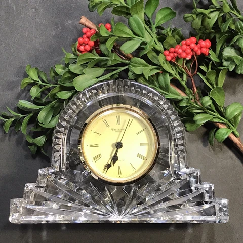 Large Classic WATERFORD Clock Signed Cut Crystal Glass for Home or Office Cover