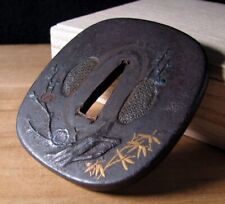 Tsuba Japanese Sword Katana Japan Antique Edo era Ume bamboo gra 8.3cm x 7.8cm