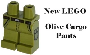Nuevo LEGO Pantalones Carga Piernas Verde OLIVA Bolsillos Laterales Oscuros Piernas CHINOS Cinturón Marrón - Imagen 1 de 1