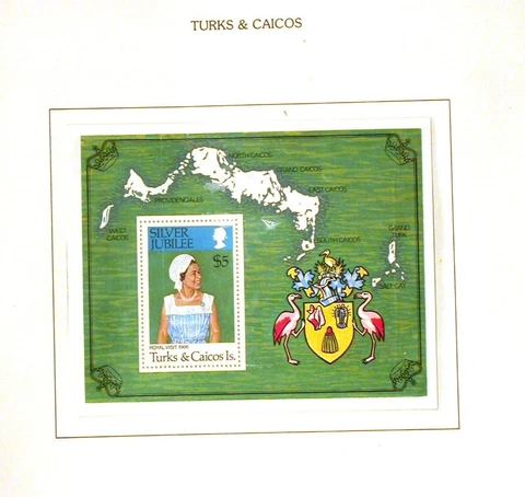 TURKS & CAICOS ISLANDS Queens Silver Jubilee, MNH   souvenir sheet Cover