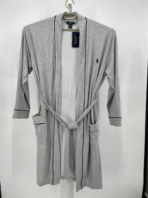 Polo Ralph Lauren Mens Mini Terry Kimono Robe Gray Waist Tie Sleepwear P292RL - Image 1 of 4