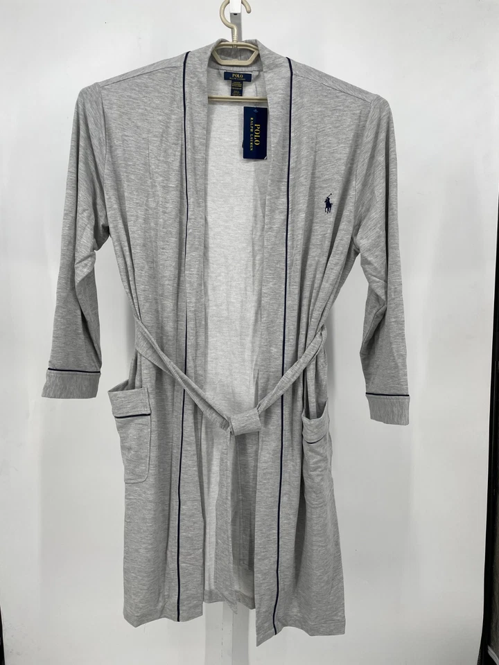 Polo Ralph Lauren Para Hombres Mini Terry Kimono Bata Gris Cintura Corbata Prendas para dormir P292RL Foto 1 de 4