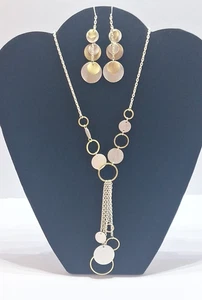 16" Silber Scheibe und Ring Halskette und Ohrring Set - Bild 1 von 7