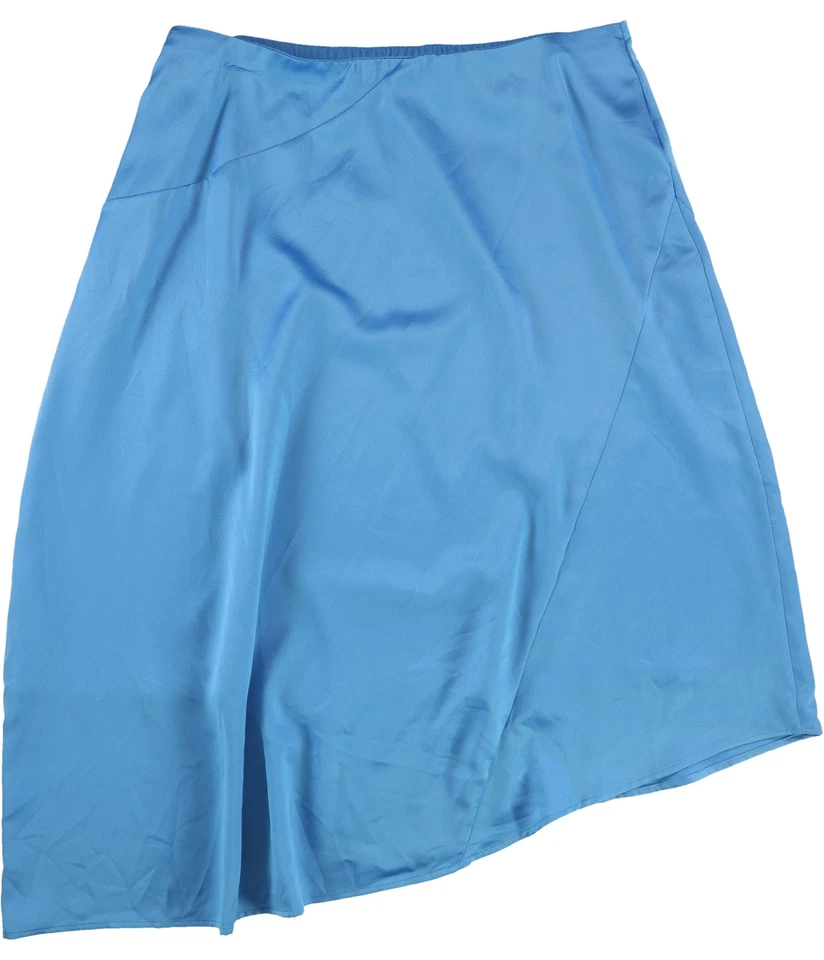 Alfani Skirt Blue Asymmetrical Satin Feel Summer Midi Women Sz 12 N125