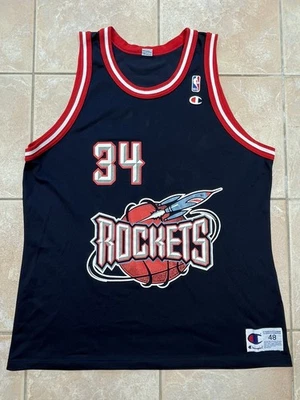 VINTAGE 90s Houston Rockets Hakeem Olajuwon CHAMPION Jersey sz 48 XL - Image 1 of 4