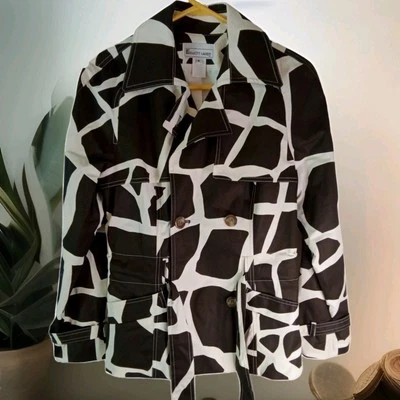 CHAQUETA ELLIOTT LAUREN 6 BOLSILLOS CINTURÓN BOTONES ESTAMPADO VACA ALGODÓN/NYLON Foto 1 de 4