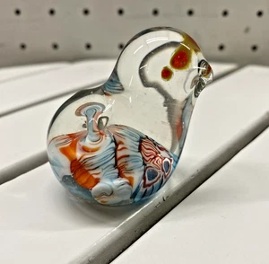 Hand Blown Art Glass Bird Figurine Paperweight Swirl 2" Tall Sculpture Deco - Picture 1 of 5