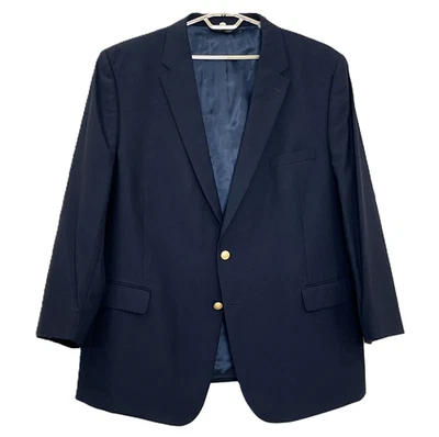 Jos A Bank Mens Portly Blazer 52R Blue 100% Wool Gold Button Sport Coat Jacket - Image 1 of 4