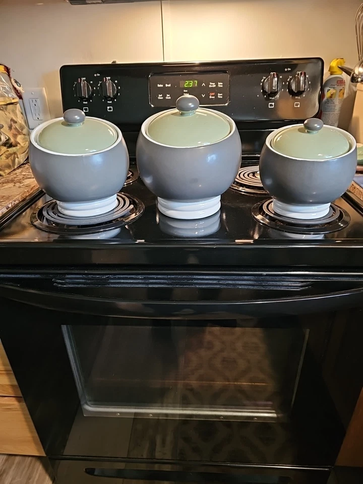  Vintage Pfaltzgraff SPHERE Canister Set. Green Good Condition.  - Image 1 of 4