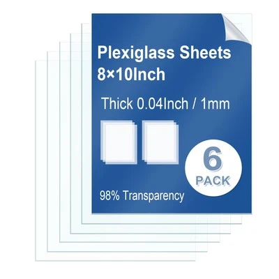 POLVTOR 6 Pack Clear Plexiglass Sheets 8×10×0.04In Thin PET Plexiglass Sheets for Cra...