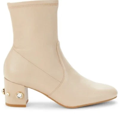 NWD $695 Stuart Weitzman Allshine 60 Leather Boot Crystal Stud Cream US7.5B/EU38 - Image 1 of 4