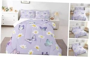  Purple Comforter Set Size, Daisy Flower Butterfly Bedding Set Twin Multi 09 - Picture 1 of 7