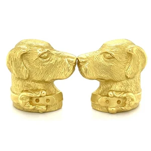 Kieselstein-Cord 18k Yellow Gold Dog Labrador Retriever Ear Clips 1989 - Picture 1 of 7